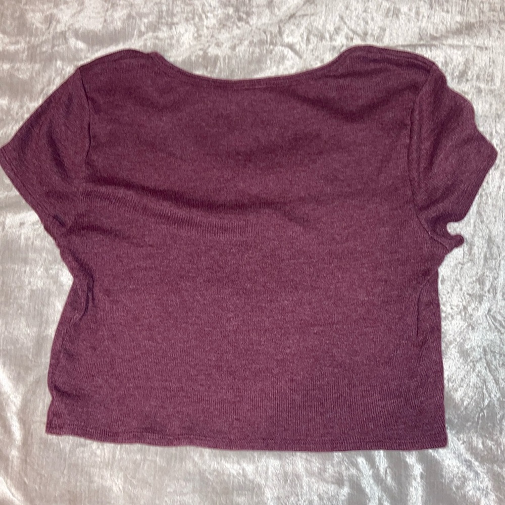 Pink Ribbed Crew Neck Crop Top - Picture 4 of 4